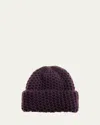 Inverni Cashmere Honeycomb Knit Beanie In Dark Purple