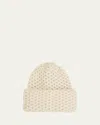 Inverni Cashmere Honeycomb Knit Beanie In White