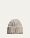 Inverni Cashmere Honeycomb Knit Beanie In White