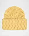 Inverni Cashmere Honeycomb Knit Beanie In Yellow