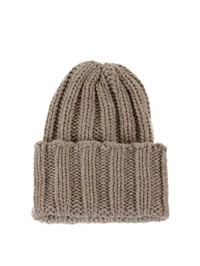 Inverni Dove Gray Cashmere Beanie In Light Brown