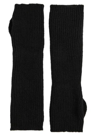 Inverni Fingerless Cashmere Mittens In Black