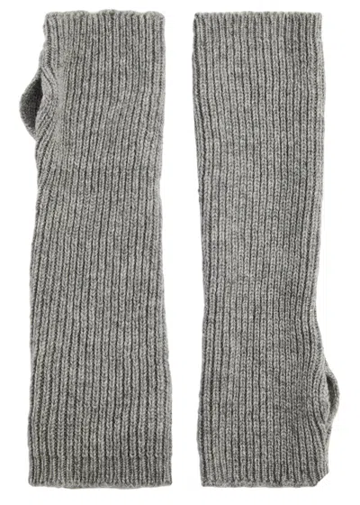 Inverni Fingerless Cashmere Mittens In Grey