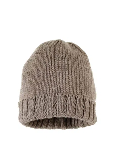 Inverni Knitted Hat In Light Brown