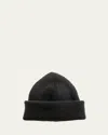 Inverni Men's Cashmere Rib Fold-over Brim Beanie Hat In Black
