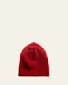 Inverni Men's Cashmere Rib Solid Beanie Hat In Red