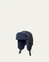 Inverni Men's Quilted Nylon And Llama Fur Trapper Hat In Blue