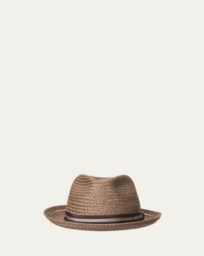 Inverni Men's Trilby Hemp And Cotton Fedora Hat In Brown