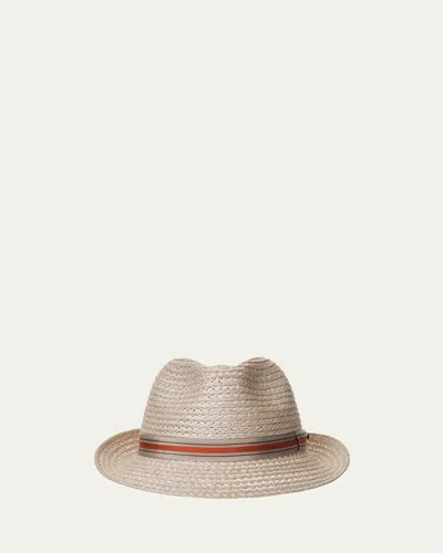 Inverni Men's Trilby Hemp And Cotton Fedora Hat In Orange