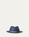 Inverni Men's Trilby Raffia Fedora Hat In Blue