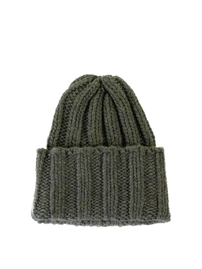 Inverni Military Green Cashmere Beanie In Dark Green