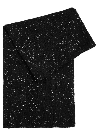 Inverni Sequin-embellished Mohair-blend Scarf In Black
