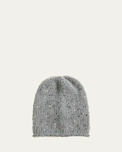 Inverni Sequined Cashmere-blend Beanie In Gray