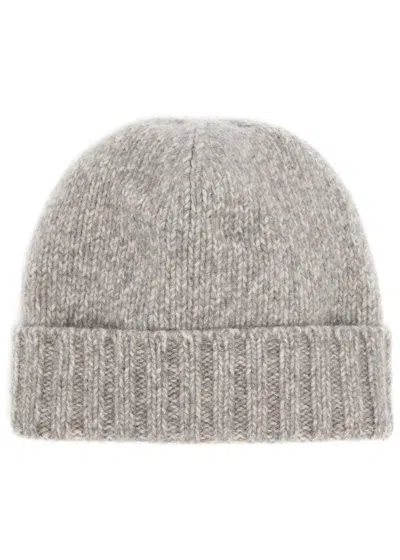 Inverni Stockinette Mélange Cashmere Beanie In Grey