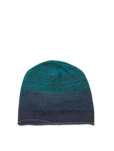 Inverni Two-color Beanie Hat In Blue