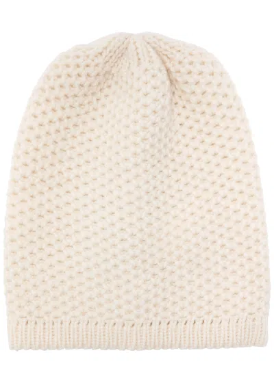 Inverni Waffle-knit Cashmere Beanie In Ivory