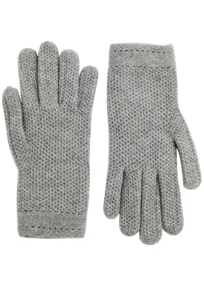 Inverni Waffle-knit Cashmere Gloves In Grey