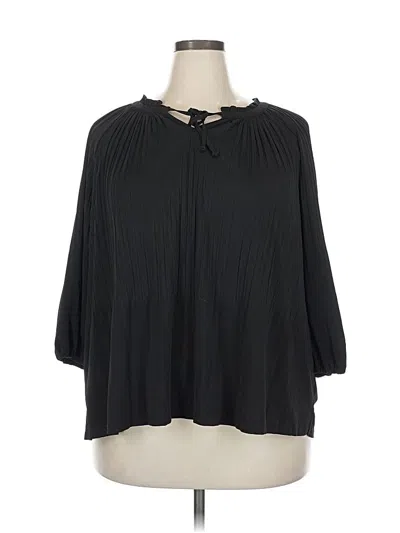 Pre-owned Investments 3/4 Sleeve Blouse In Black