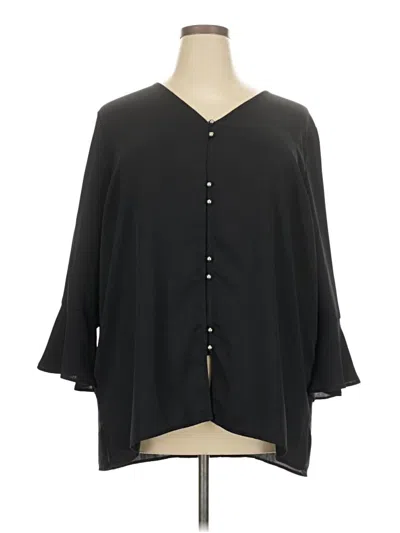 Pre-owned Investments 3/4 Sleeve Blouse In Black