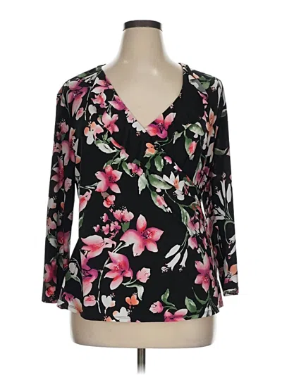 Pre-owned Investments 3/4 Sleeve Blouse In Black
