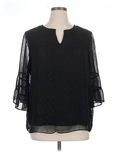 Pre-owned Investments 3/4 Sleeve Blouse In Black