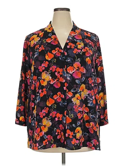 Pre-owned Investments 3/4 Sleeve Blouse In Black