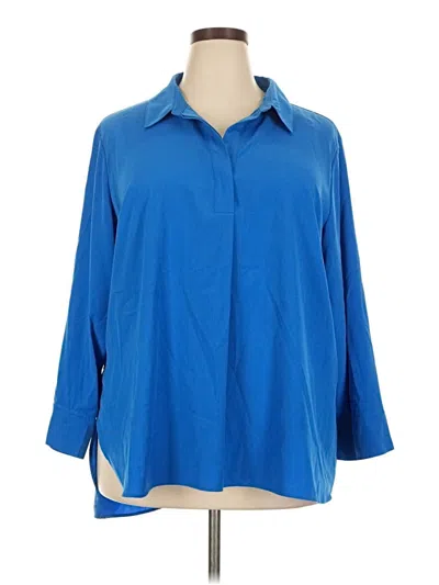Pre-owned Investments 3/4 Sleeve Blouse In Blue