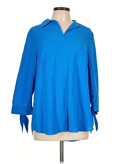 Pre-owned Investments 3/4 Sleeve Blouse In Blue