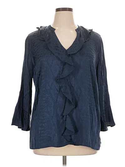 Pre-owned Investments 3/4 Sleeve Blouse In Blue