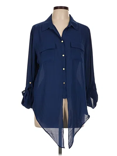 Pre-owned Investments 3/4 Sleeve Blouse In Blue