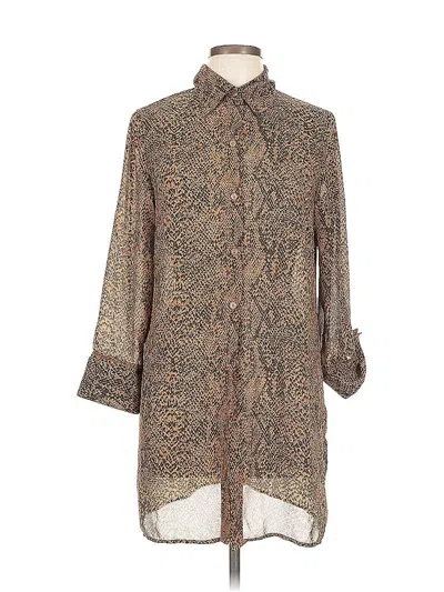 Pre-owned Investments 3/4 Sleeve Blouse In Brown