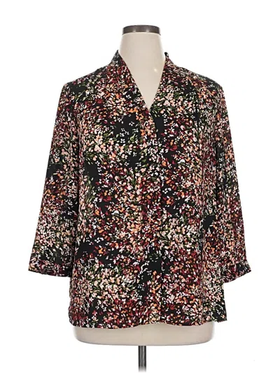 Pre-owned Investments 3/4 Sleeve Blouse In Brown