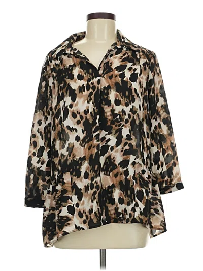Pre-owned Investments 3/4 Sleeve Blouse In Brown
