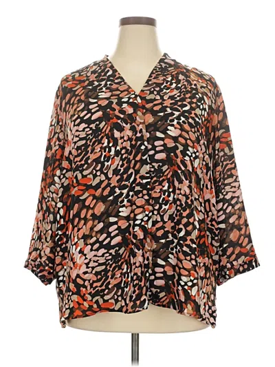 Pre-owned Investments 3/4 Sleeve Blouse In Brown