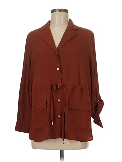 Pre-owned Investments 3/4 Sleeve Blouse In Burgundy