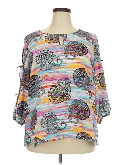 Pre-owned Investments 3/4 Sleeve Blouse In Gray