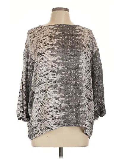 Pre-owned Investments 3/4 Sleeve Blouse In Gray