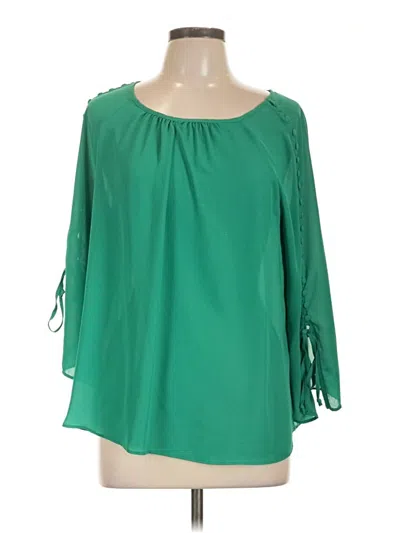 Pre-owned Investments 3/4 Sleeve Blouse In Green
