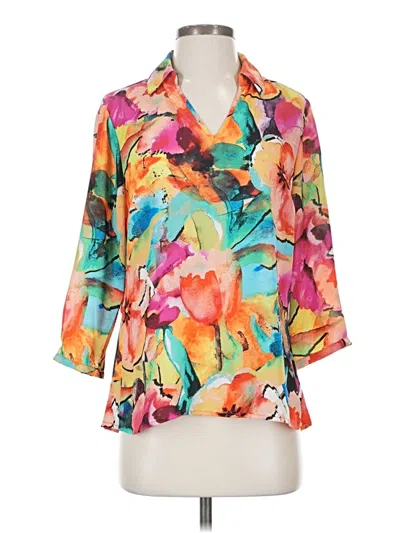 Pre-owned Investments 3/4 Sleeve Blouse In Orange