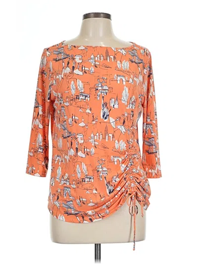 Pre-owned Investments 3/4 Sleeve Blouse In Orange
