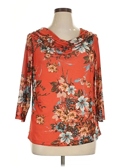 Pre-owned Investments 3/4 Sleeve Blouse In Orange