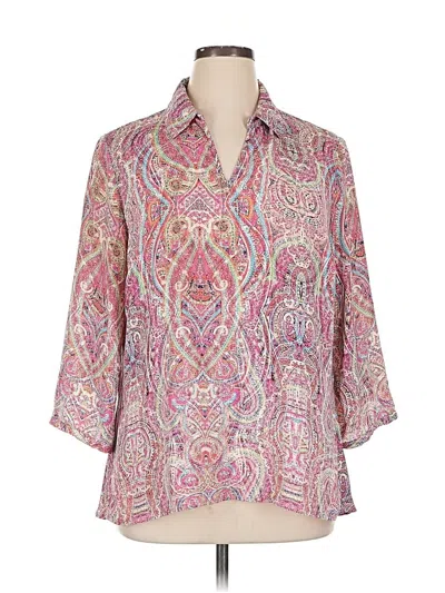 Pre-owned Investments 3/4 Sleeve Blouse In Pink