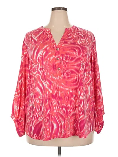 Pre-owned Investments 3/4 Sleeve Blouse In Pink