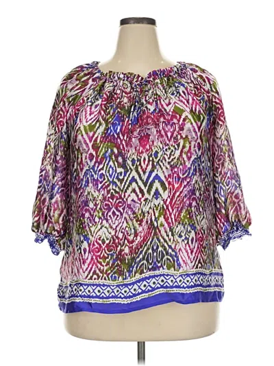 Pre-owned Investments 3/4 Sleeve Blouse In Purple