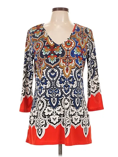 Pre-owned Investments 3/4 Sleeve Blouse In Red