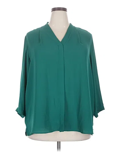 Pre-owned Investments 3/4 Sleeve Blouse In Teal