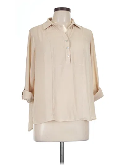 Pre-owned Investments 3/4 Sleeve Button Down Shirt In Ivory