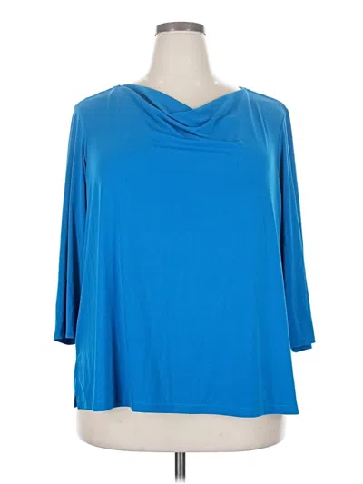 Pre-owned Investments 3/4 Sleeve Top Blue Cowl Neck Tops