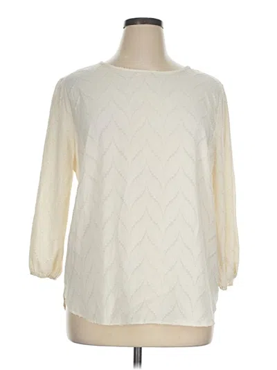 Pre-owned Investments 3/4 Sleeve Top Ivory Crew Neck Tops