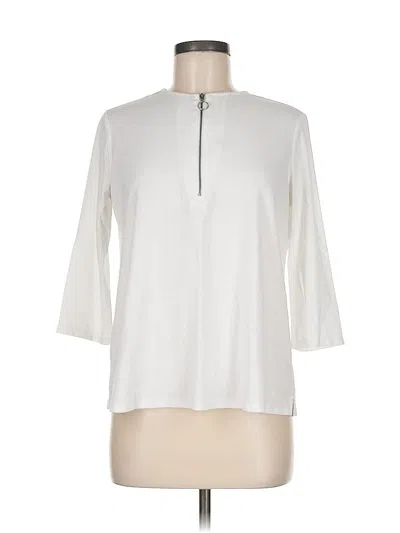 Pre-owned Investments 3/4 Sleeve Top Ivory Keyhole Neckline Tops In White